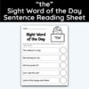 the Sight Word 5 Sentence Word of the Day Reading Practice