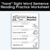 have Sight Word 4 Sentence Reading Practice Worksheet