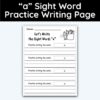 a Sight Word Practice Writing The Word Activity Page