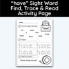 have Sight Word Find, Trace, and Read Activity Page