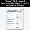 have Sight Word 7 Sentence Reading Practice With Date Mark