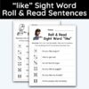 like Sight Word - Roll & Read Sentences (1 Die Activity)