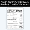 look Sight Word 4 Sentence Reading Practice Worksheet