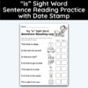 is Sight Word 7 Sentence Reading Practice With Date Mark
