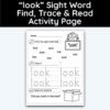 look Sight Word Find, Trace, and Read Activity Page