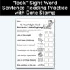look Sight Word 7 Sentence Reading Practice With Date Mark