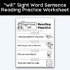 will Sight Word 4 Sentence Reading Practice Worksheet