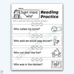 who Sight Word 4 Sentence Reading Practice Worksheet