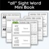 all Sight Word Mini Book