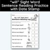 will Sight Word 7 Sentence Reading Practice With Date Mark