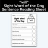 will Sight Word 5 Sentence Word of the Day Reading Practice