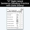it Sight Word 7 Sentence Reading Practice With Date Mark
