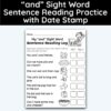 and Sight Word 7 Sentence Reading Practice With Date Mark