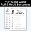 to Sight Word - Roll & Read Sentences (1 Die Activity)