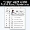 want Sight Word - Roll & Read Sentences (1 Die Activity)