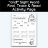 and Sight Word Find, Trace, and Read Activity Page