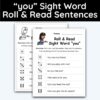 you Sight Word - Roll & Read Sentences (1 Die Activity)