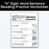 it Sight Word 4 Sentence Reading Practice Worksheet