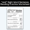 and Sight Word 4 Sentence Reading Practice Worksheet