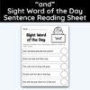 and Sight Word 5 Sentence Word of the Day Reading Practice