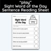 play Sight Word 5 Sentence Word of the Day Reading Practice