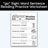 go Sight Word 4 Sentence Reading Practice Worksheet