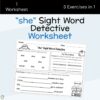 she Sight Word Detective Worksheet
