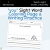 you Sight Word Coloring Page & Writing Practice