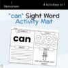 can Sight Word Activity Mat
