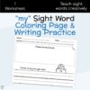 my Sight Word Coloring Page & Writing Practice