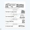 big Sight Word Reading Practice Worksheet