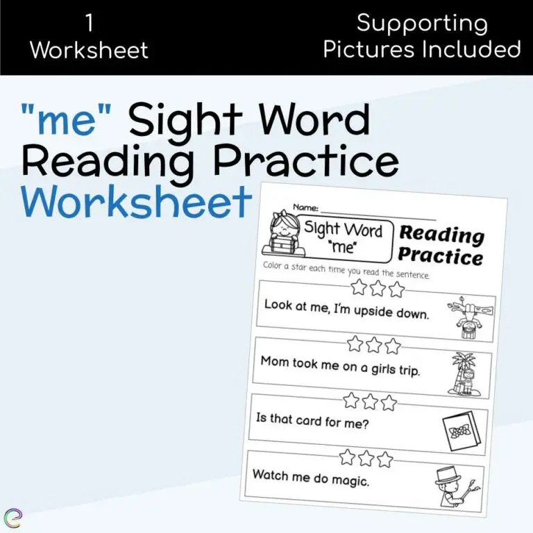 me Sight Word Reading Practice Worksheet