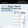 she Sight Word Reading Practice Worksheet