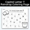 Capital Letter T - Raindrop Coloring Page