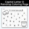 Capital Letter D - Raindrop Coloring Page
