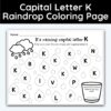 Capital Letter K - Raindrop Coloring Page
