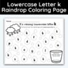 Lowercase Letter k - Raindrop Coloring Page