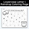 Lowercase Letter i - Raindrop Coloring Page