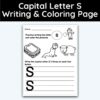Capital Letter S - Writing Practice + Coloring Page