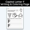 Capital Letter F - Writing Practice + Coloring Page