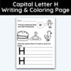 Capital Letter H - Writing Practice + Coloring Page