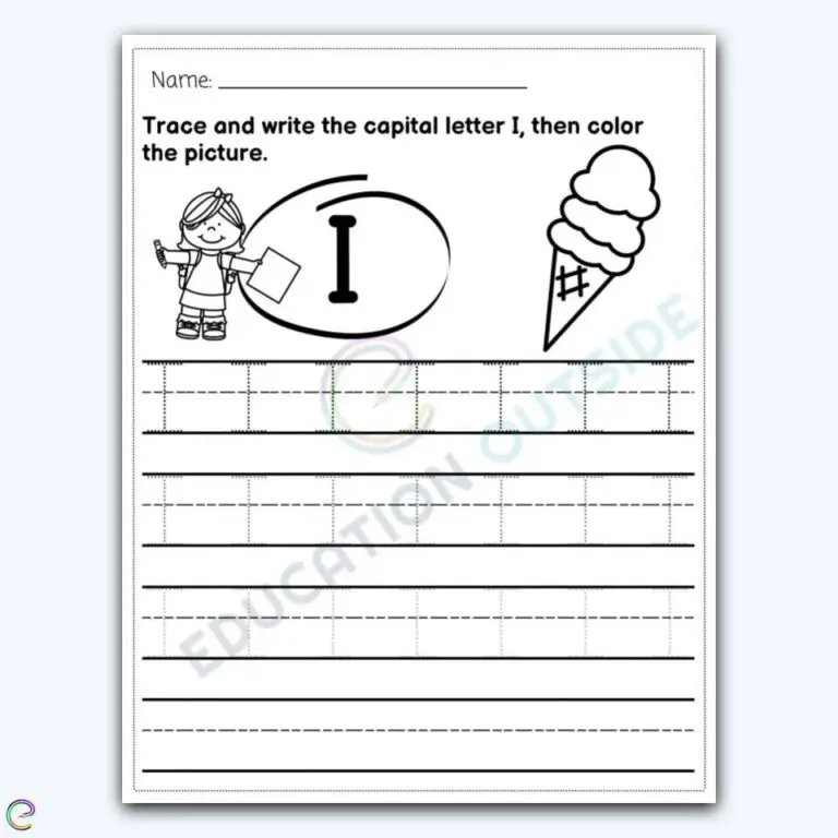 Capital Letter I - Tracing Worksheet - 3 Pack