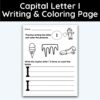 Capital Letter I - Writing Practice + Coloring Page
