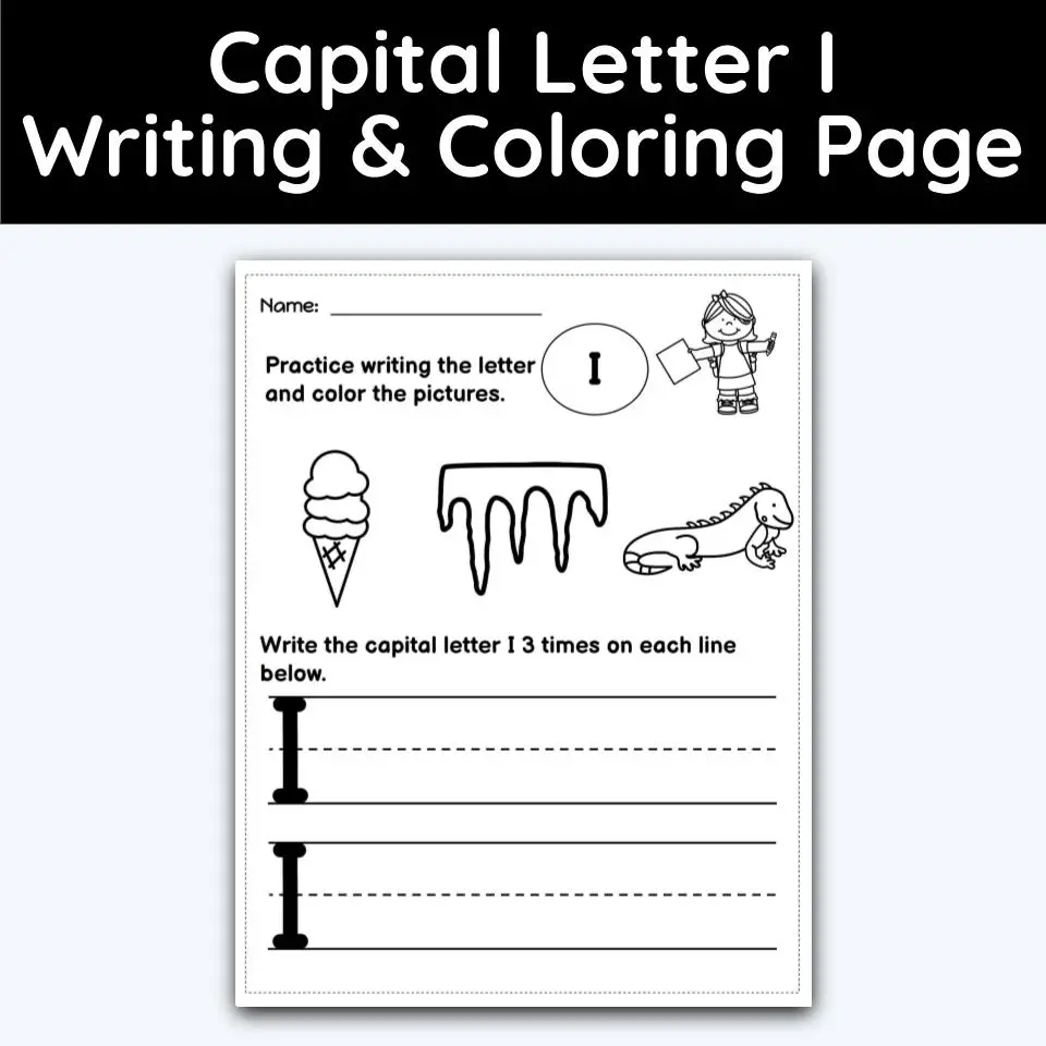 capital letter i coloring pages