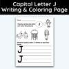 Capital Letter J - Writing Practice + Coloring Page