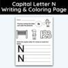 Capital Letter N - Writing Practice + Coloring Page