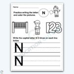Capital Letter N - Writing Practice + Coloring Page