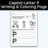 Capital Letter P - Writing Practice + Coloring Page