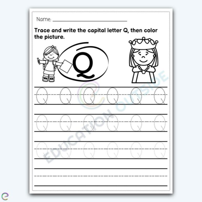 Capital Letter Q Tracing Worksheet 3 Pack