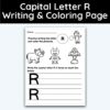 Capital Letter R - Writing Practice + Coloring Page
